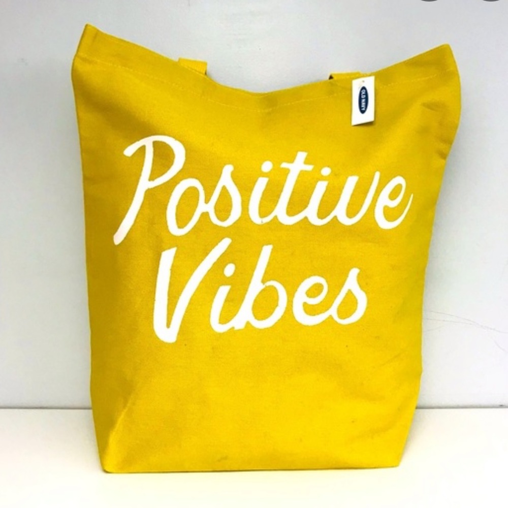 Old Navy Positive Vibes yellow tote bag